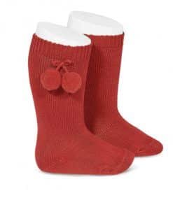 Calcetines altos cálidos pompón