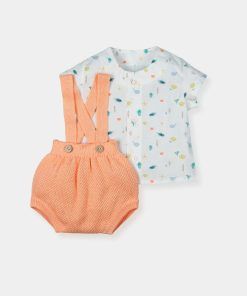 Peto de hilo y blusa estampada "Mandarina"