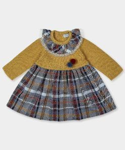 Vestido Bebé Cuadros Mostaza ,Mac ilusión