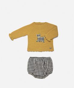Conjunto bebé niño perrito y culotte en cuadritos de juliana