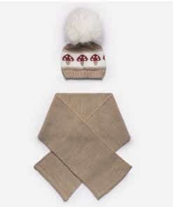 Conjunto bufanda y Gorrito pompón setas Juliana