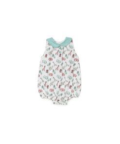 Pelele enterizo tela elefantes y cuello bebe verde lago de Juliana  Nueva colección Primavera -verano