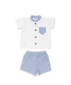 Conjunto camisa niño rayado bolsillos  de Juliana
