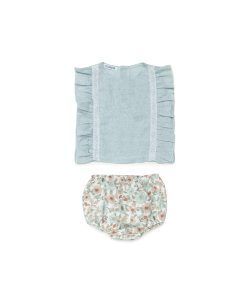 Conjunto camisa niña braga flores puntilla de Juliana