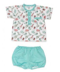Conjunto camisa niño  tela elefante verde lago de Juliana  Nueva colección Primavera -verano 2024