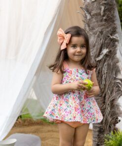 Vestido jesusito Tasmania estampado vichy y flores de calamarobaby