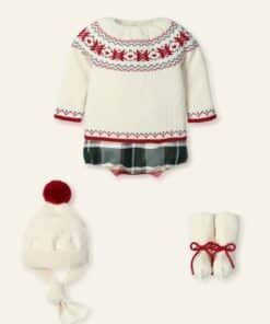 Conjunto bebé 4p corto culotte,gorro y patucos jacquard «Instantes Mágicos»
