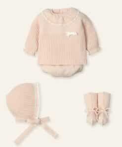 Conjunto bebé niña 4p punto   "Sueño empolvado"